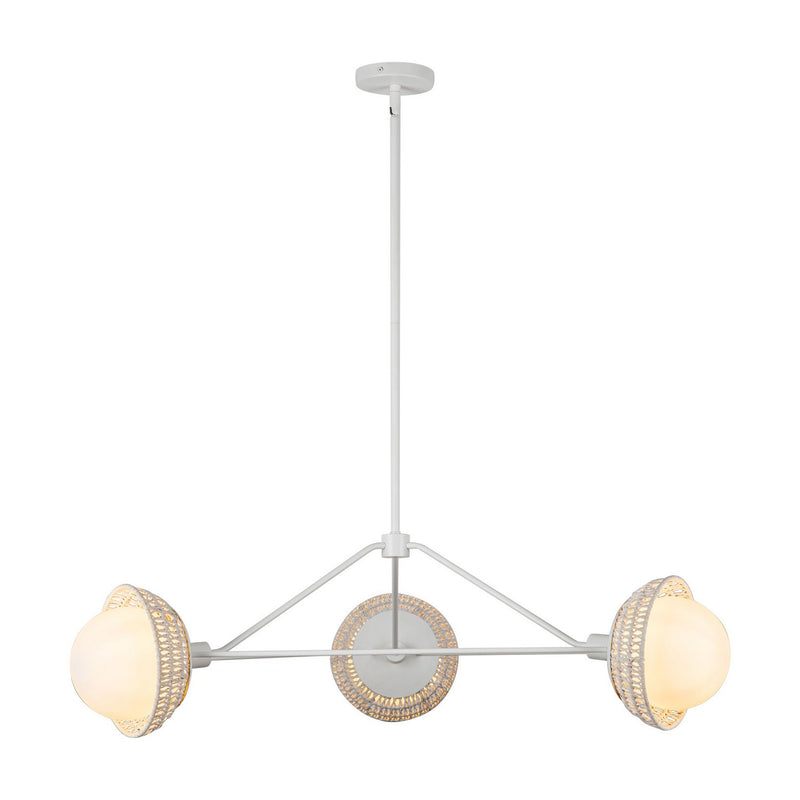 Alora CH490340WHOP Three Light Chandelier, White/Opal Glass