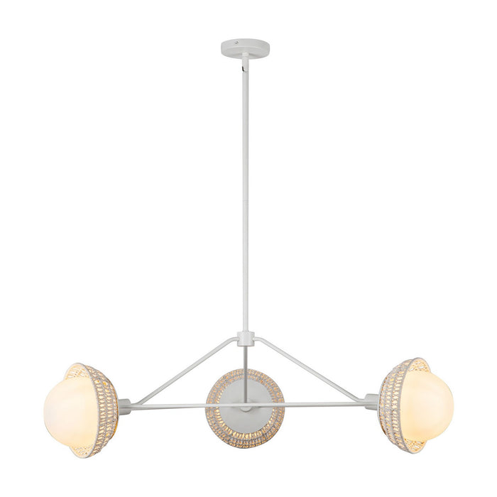 Alora CH490340WHOP Three Light Chandelier, White/Opal Glass