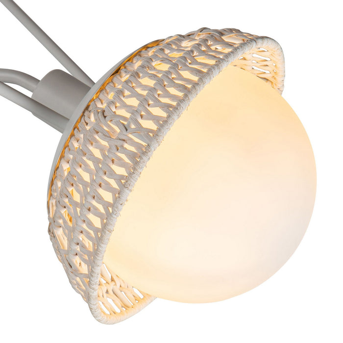 Alora CH490340WHOP Three Light Chandelier, White/Opal Glass