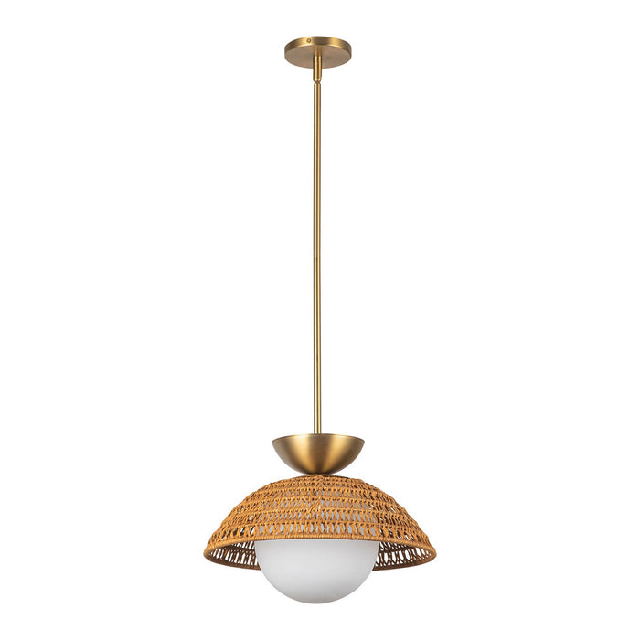 Alora PD490114BGOP One Light Pendant, Brushed Gold/Opal Glass