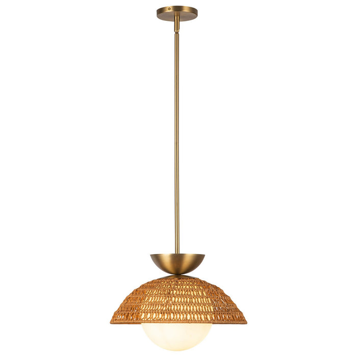 Alora PD490114BGOP One Light Pendant, Brushed Gold/Opal Glass