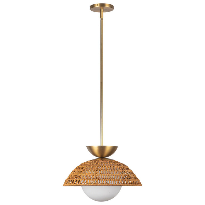 Alora PD490114BGOP One Light Pendant, Brushed Gold/Opal Glass