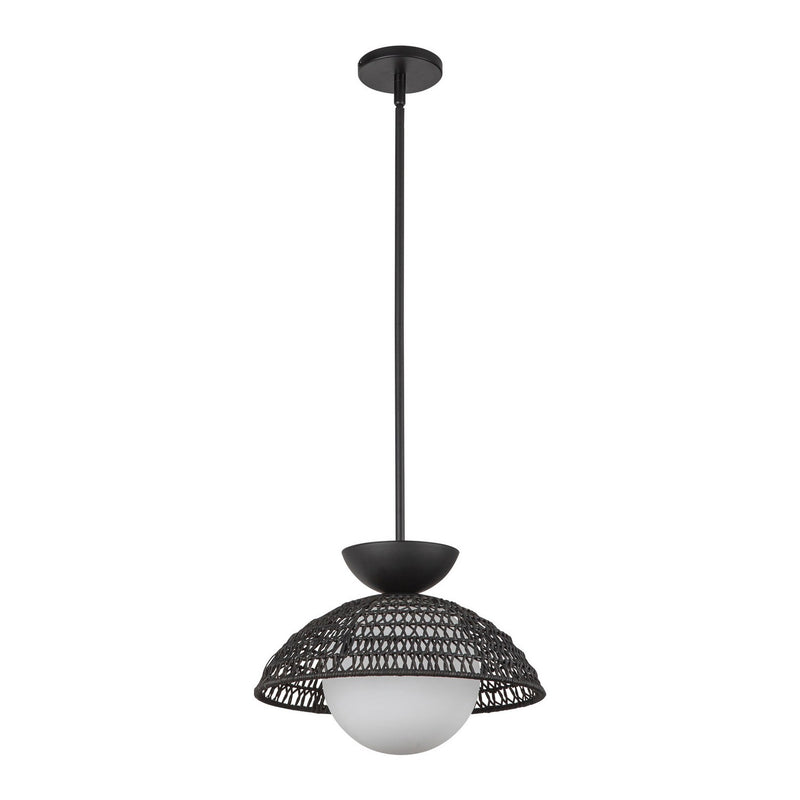 Alora PD490114MBOP One Light Pendant, Matte Black/Opal Glass