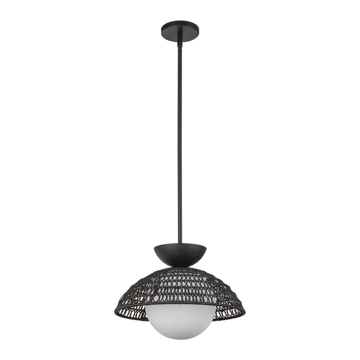 Alora PD490114MBOP One Light Pendant, Matte Black/Opal Glass
