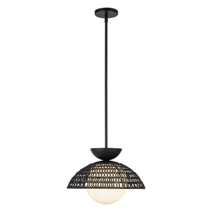 Alora PD490114MBOP One Light Pendant, Matte Black/Opal Glass
