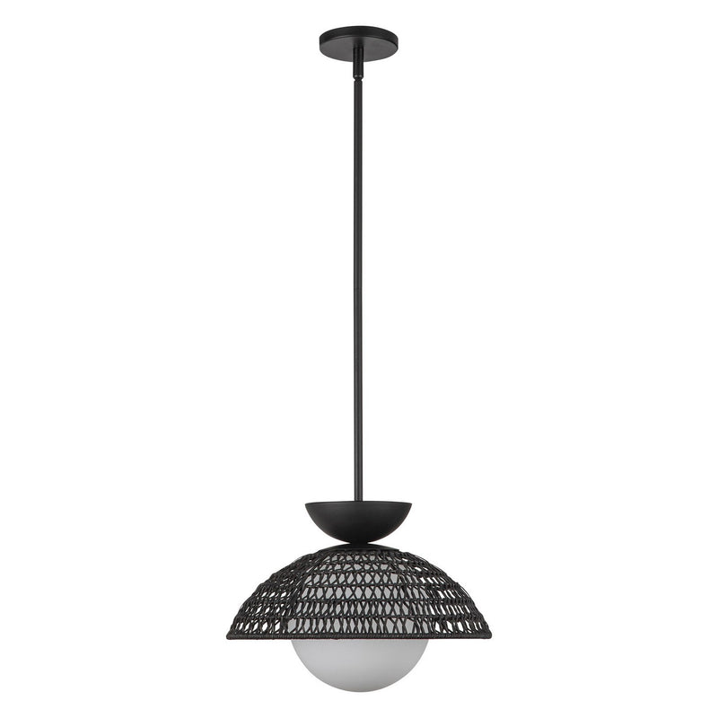 Alora PD490114MBOP One Light Pendant, Matte Black/Opal Glass