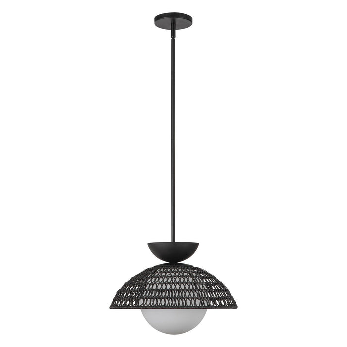 Alora PD490114MBOP One Light Pendant, Matte Black/Opal Glass