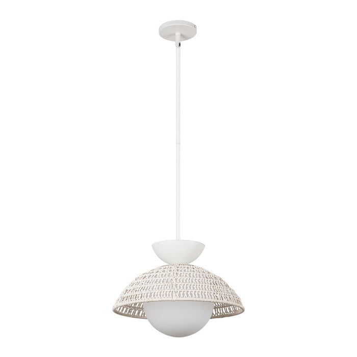 Alora PD490114WHOP One Light Pendant, White/Opal Glass