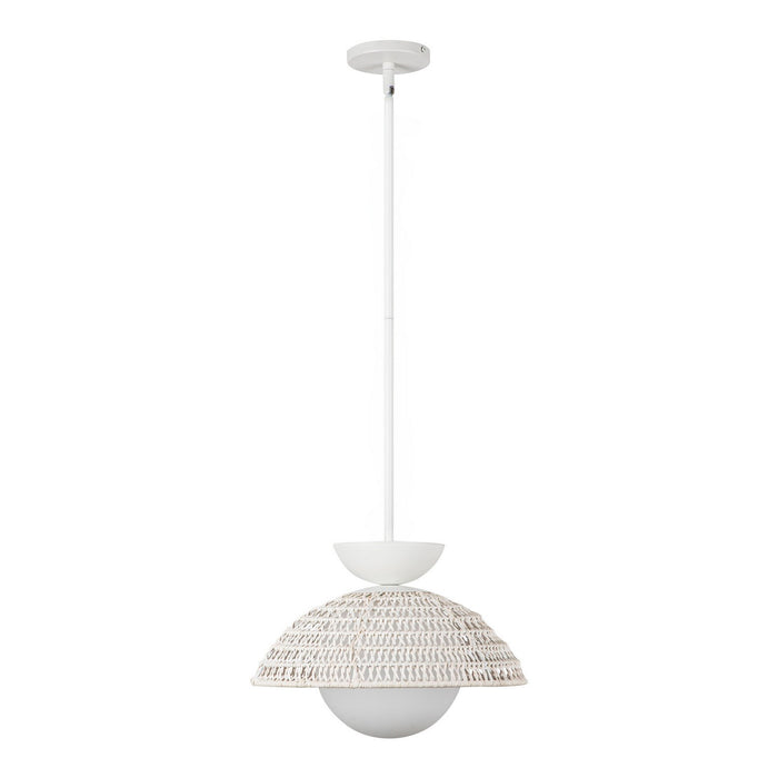 Alora PD490114WHOP One Light Pendant, White/Opal Glass
