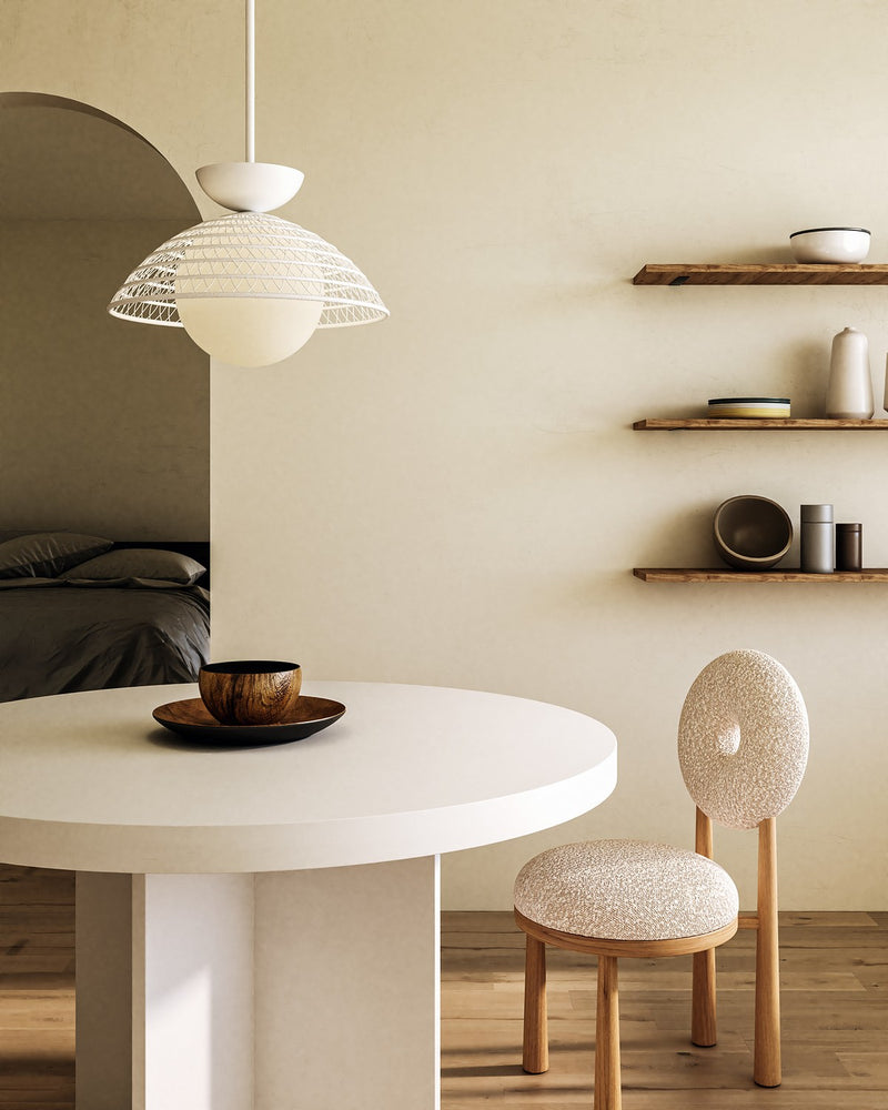 Alora PD490114WHOP One Light Pendant, White/Opal Glass
