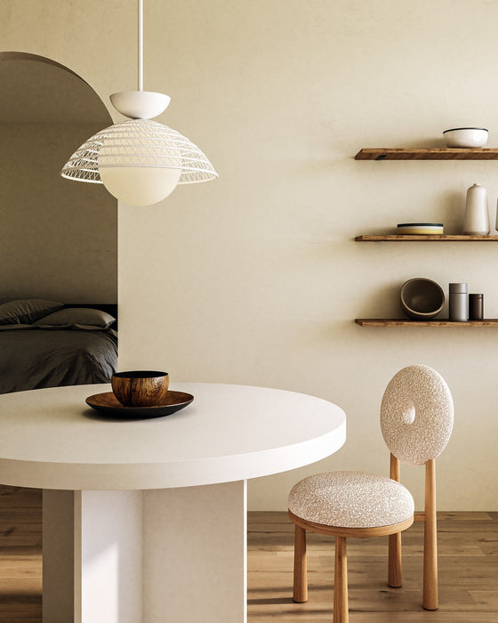 Alora PD490114WHOP One Light Pendant, White/Opal Glass