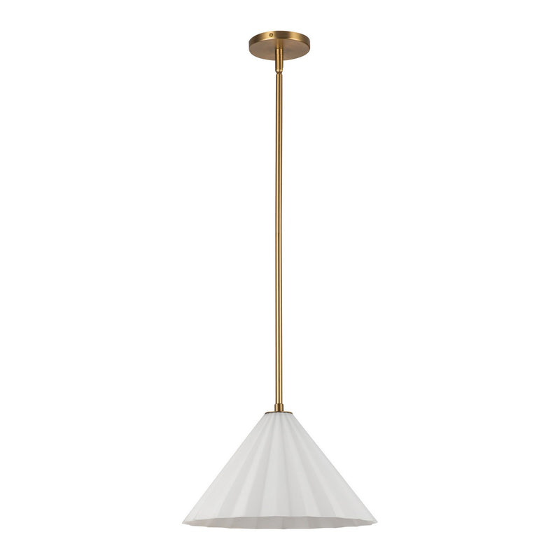 Alora PD451814AGOP One Light Pendant, Aged Gold/Opal Glass