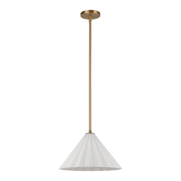 Alora PD451814AGOP One Light Pendant, Aged Gold/Opal Glass