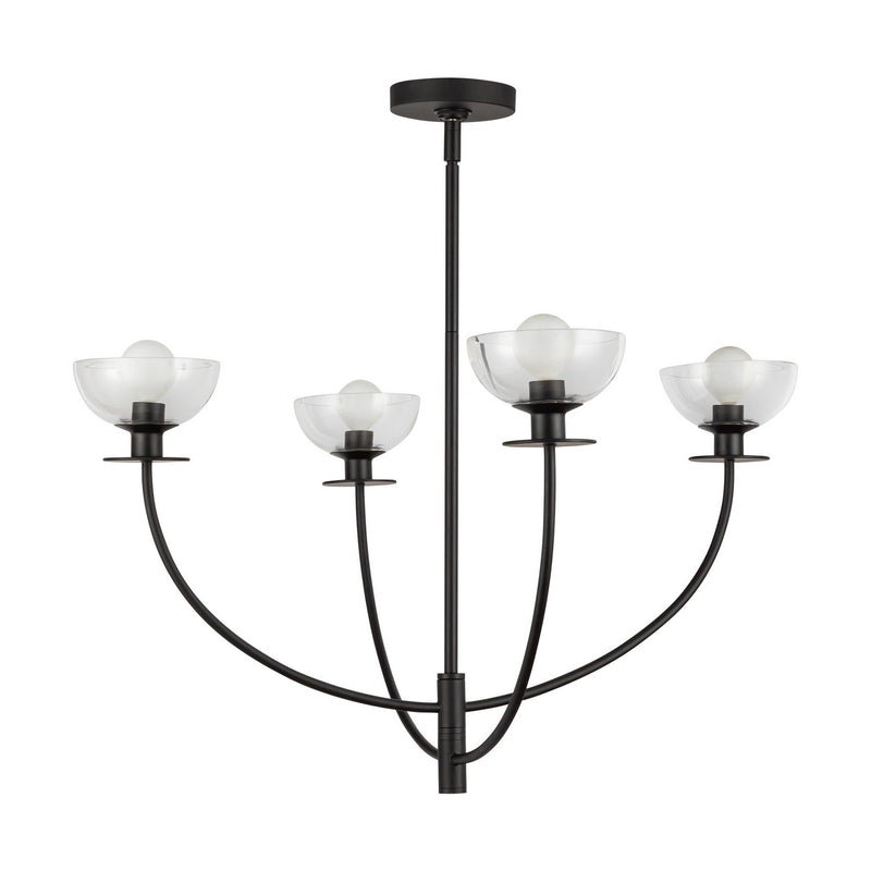 Alora CH515226MBCL Four Light Chandelier, Matte Black/Clear Glass