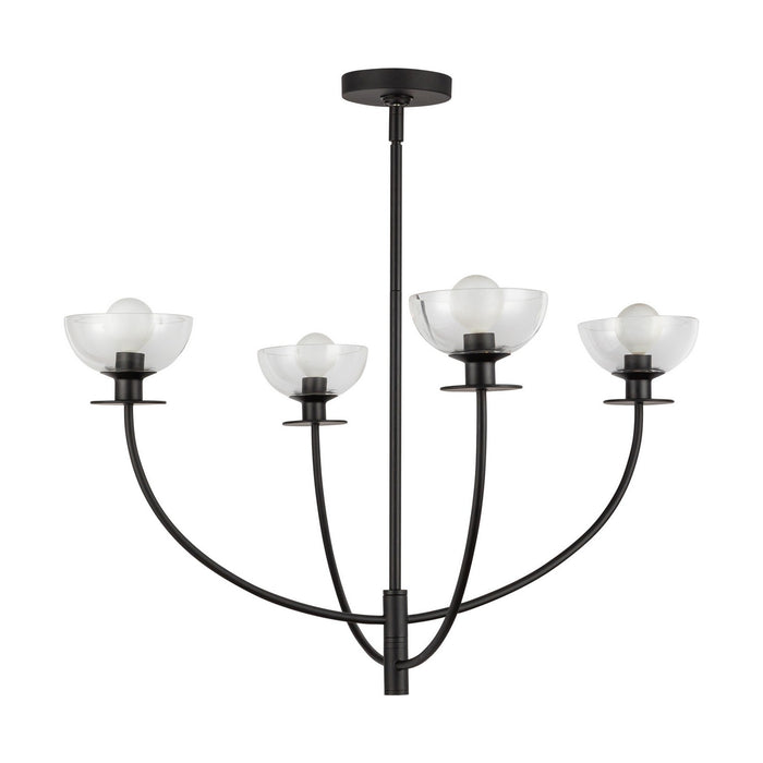 Alora CH515226MBCL Four Light Chandelier, Matte Black/Clear Glass