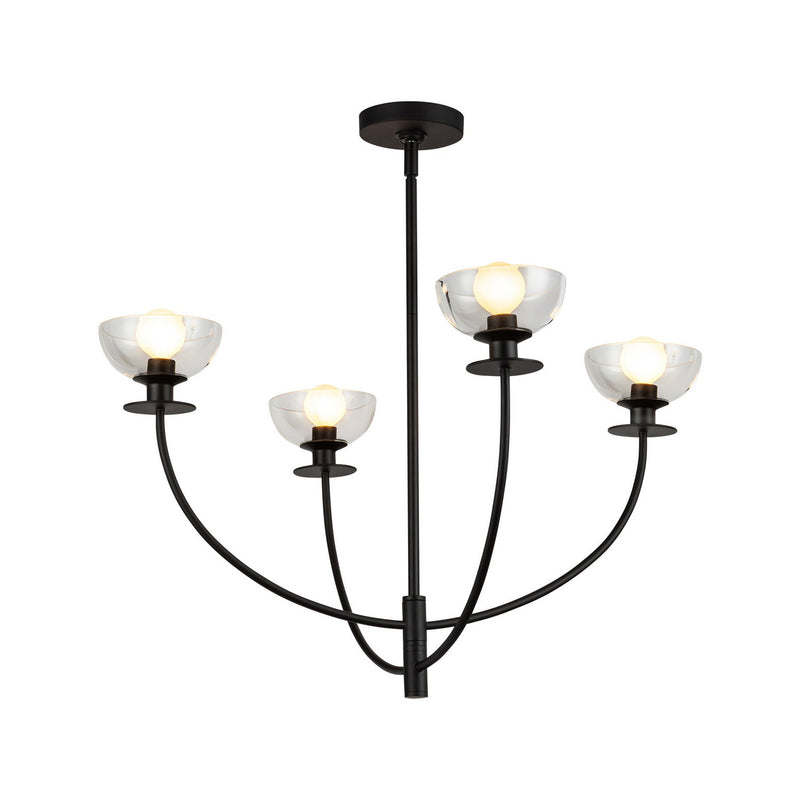 Alora CH515226MBCL Four Light Chandelier, Matte Black/Clear Glass