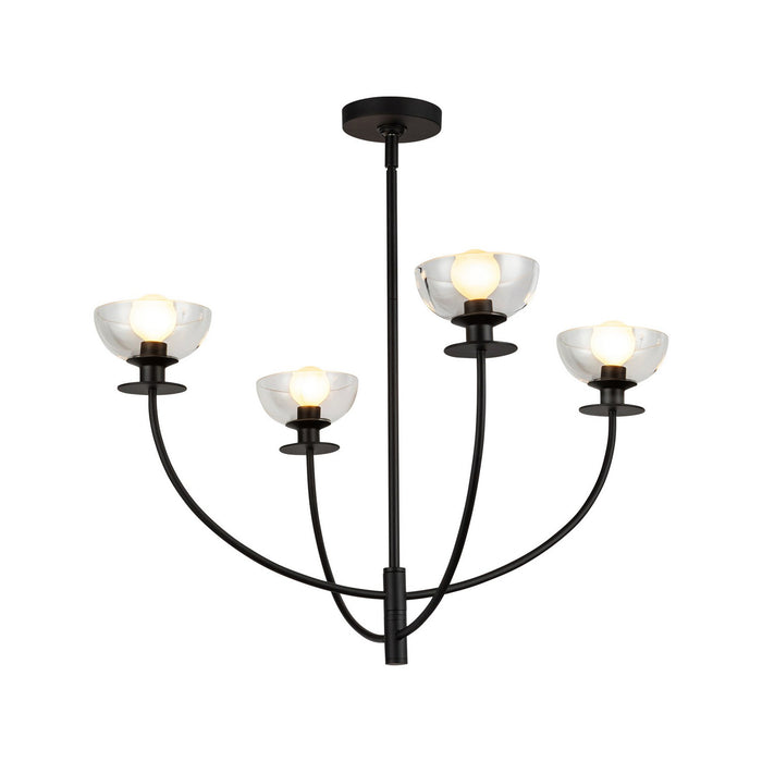 Alora CH515226MBCL Four Light Chandelier, Matte Black/Clear Glass