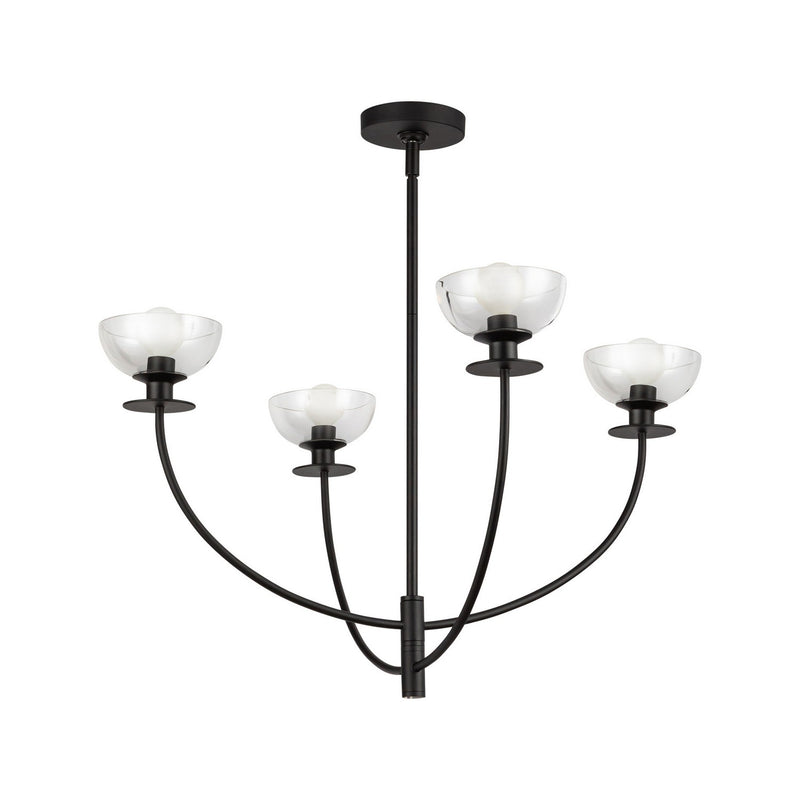 Alora CH515226MBCL Four Light Chandelier, Matte Black/Clear Glass