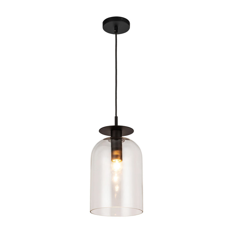 Alora PD515408MBCL One Light Pendant, Matte Black/Clear Glass