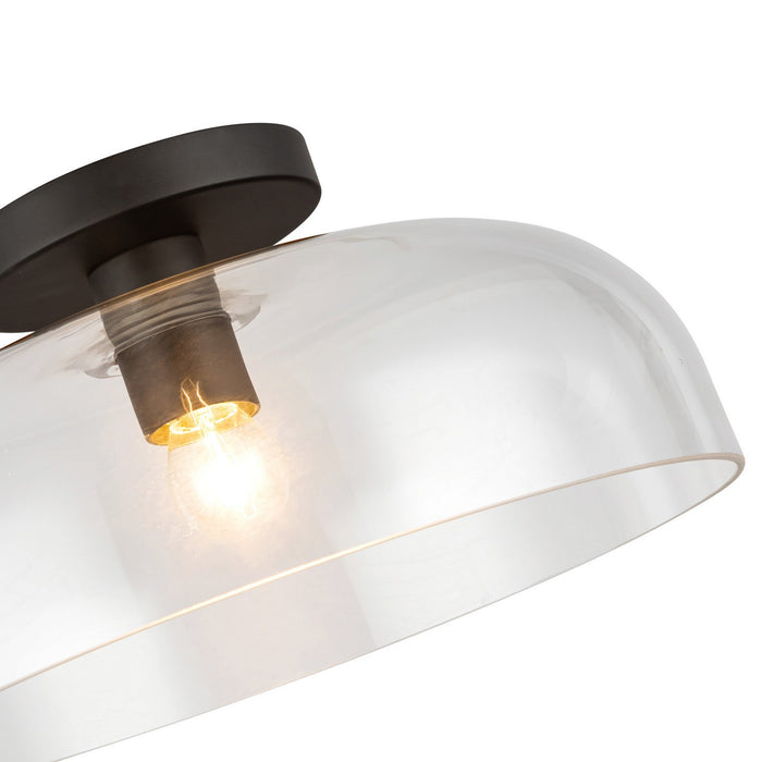 Alora SF515712MBCL One Light Semi-Flush Mount, Matte Black/Clear Glass
