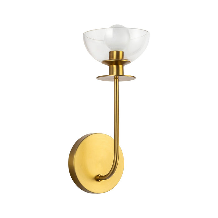 Alora WV515205BGCL One Light Wall Vanity, Brushed Gold/Clear Glass