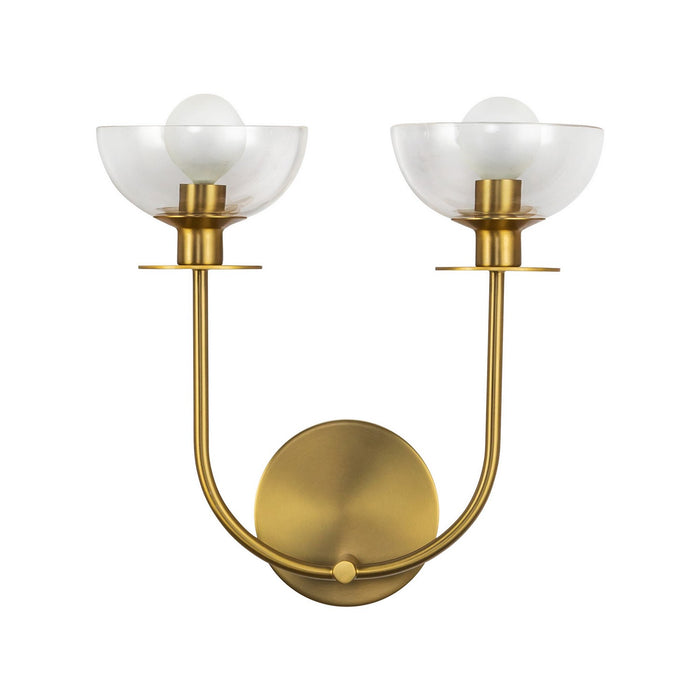 Alora WV515212BGCL Two Light Wall Vanity, Brushed Gold/Clear Glass