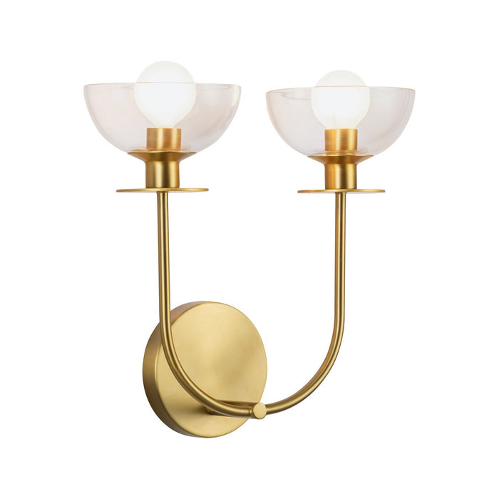 Alora WV515212BGCL Two Light Wall Vanity, Brushed Gold/Clear Glass