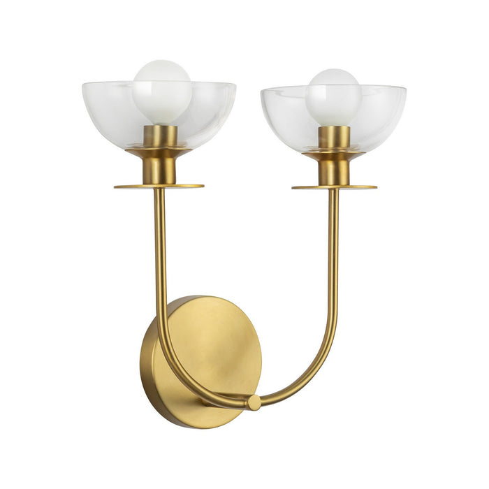 Alora WV515212BGCL Two Light Wall Vanity, Brushed Gold/Clear Glass