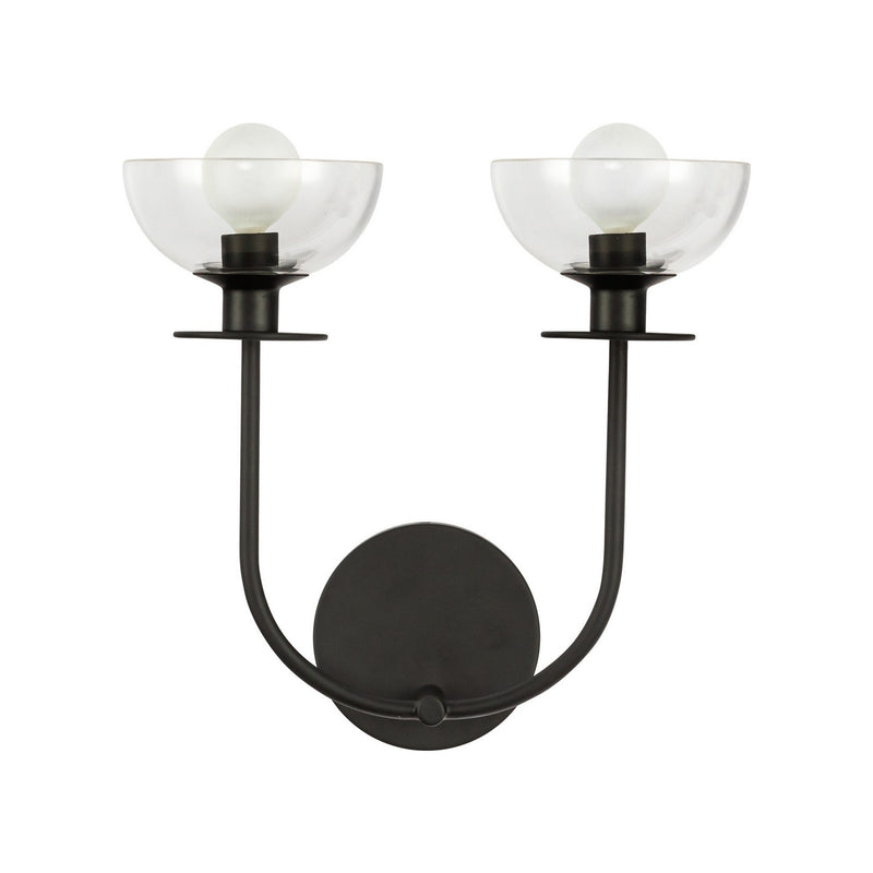 Alora WV515212MBCL Two Light Wall Vanity, Matte Black/Clear Glass