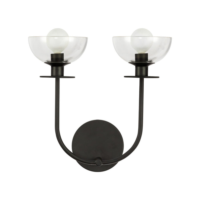 Alora WV515212MBCL Two Light Wall Vanity, Matte Black/Clear Glass