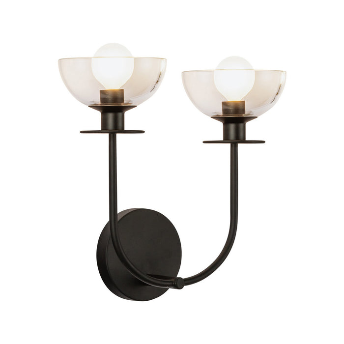 Alora WV515212MBCL Two Light Wall Vanity, Matte Black/Clear Glass