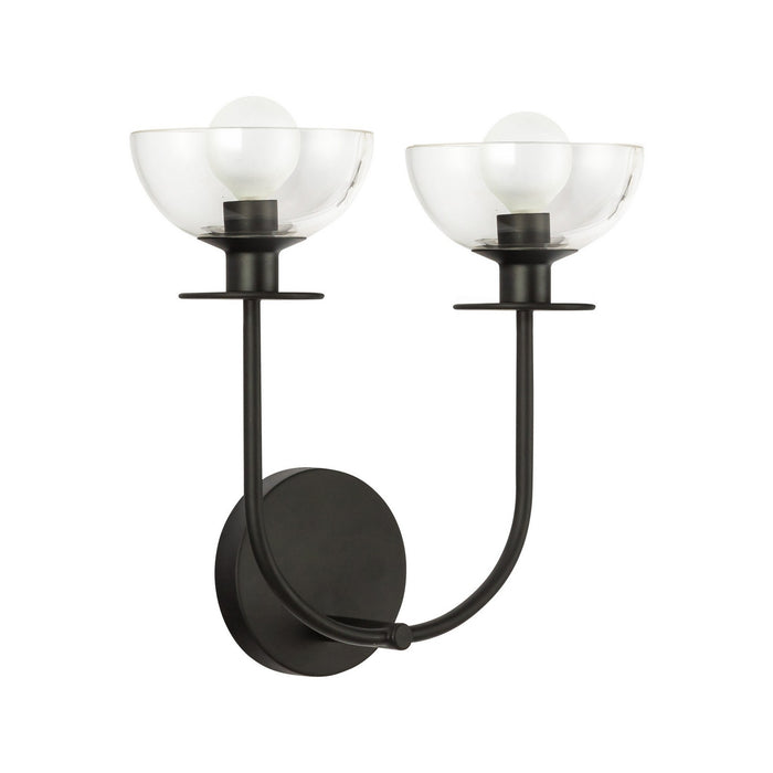 Alora WV515212MBCL Two Light Wall Vanity, Matte Black/Clear Glass