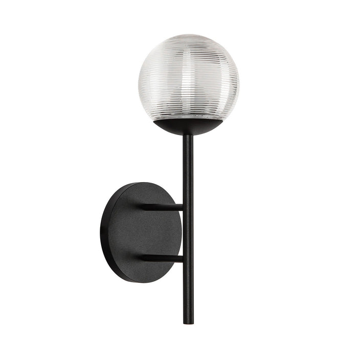 Kuzco Lighting EW78513-BK/CR LED Exterior Wall Mount, Black/Clear Ribbed Glass