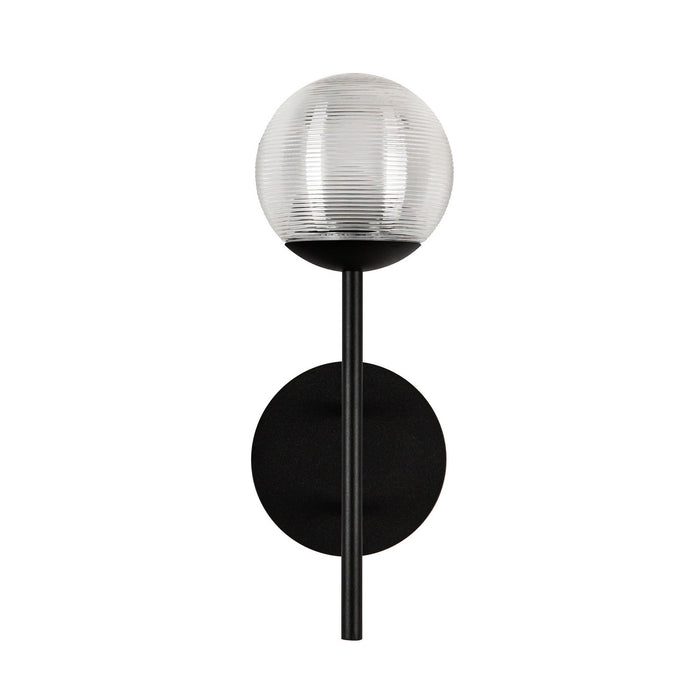Kuzco Lighting EW78513-BK/CR LED Exterior Wall Mount, Black/Clear Ribbed Glass