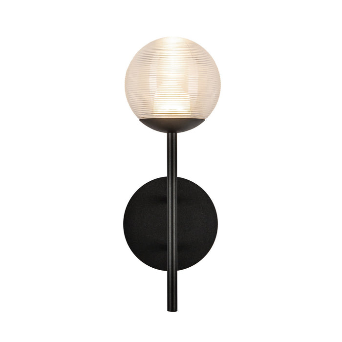 Kuzco Lighting EW78513-BK/CR LED Exterior Wall Mount, Black/Clear Ribbed Glass