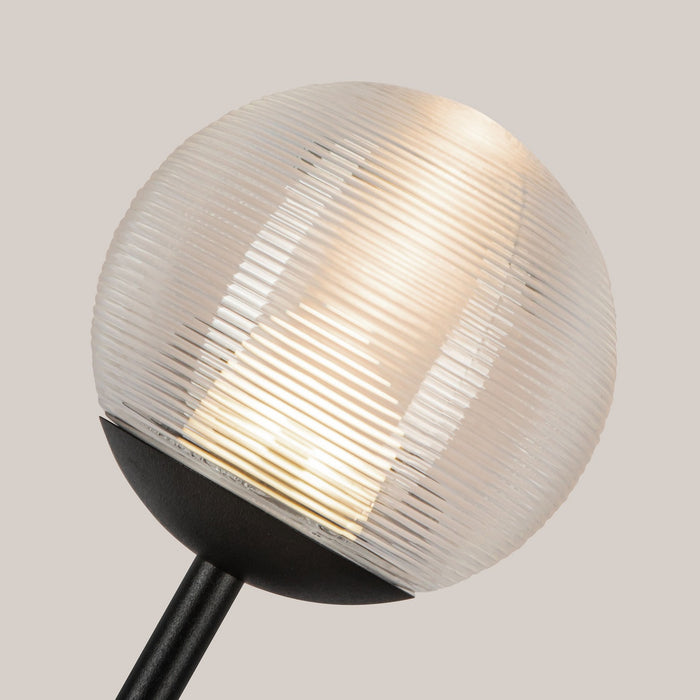 Kuzco Lighting EW78513-BK/CR LED Exterior Wall Mount, Black/Clear Ribbed Glass