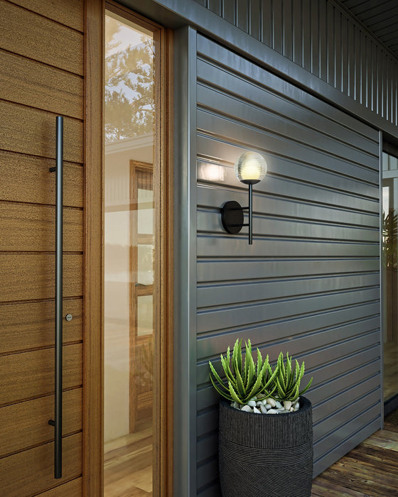 Kuzco Lighting EW78513-BK/CR LED Exterior Wall Mount, Black/Clear Ribbed Glass