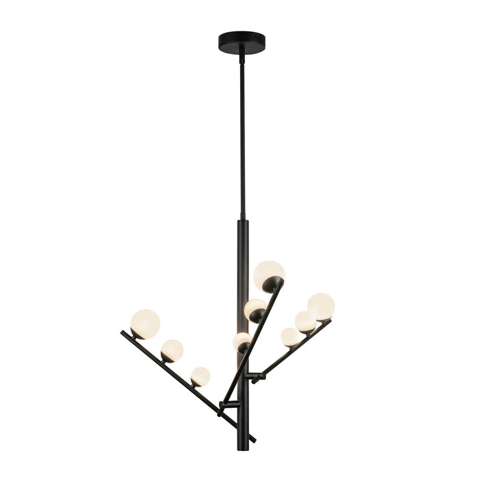 Kuzco Lighting CH55524-BK/OP LED Chandelier, Black/Opal Glass