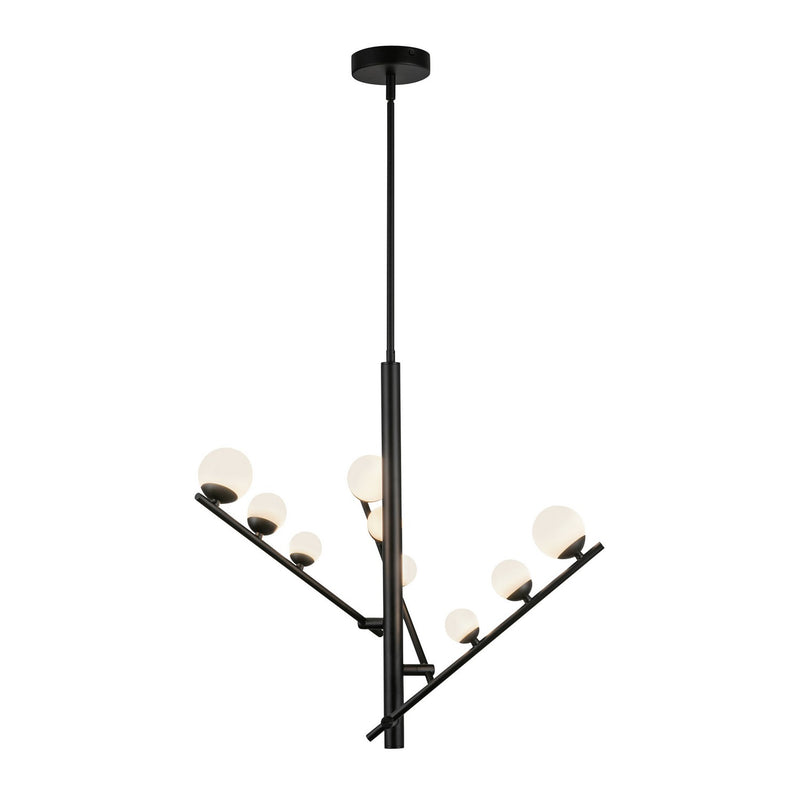 Kuzco Lighting CH55524-BK/OP LED Chandelier, Black/Opal Glass