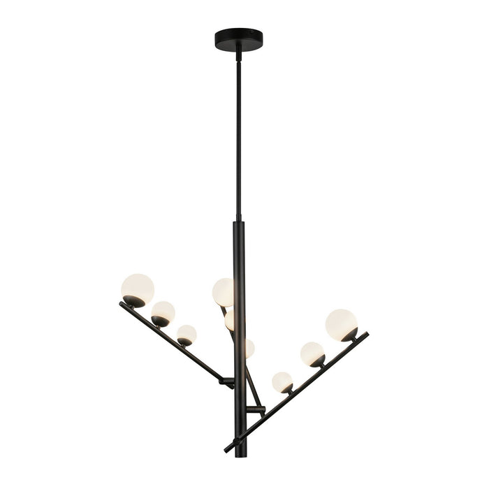Kuzco Lighting CH55524-BK/OP LED Chandelier, Black/Opal Glass