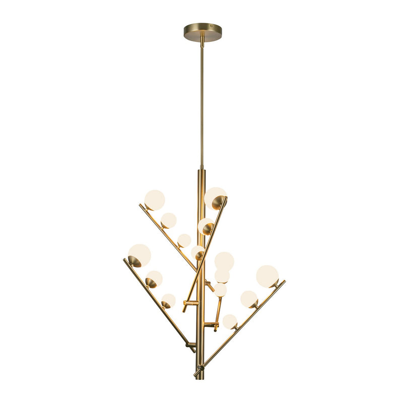 Kuzco Lighting CH55530-BG/OP LED Chandelier, Brushed Gold/Opal Glass