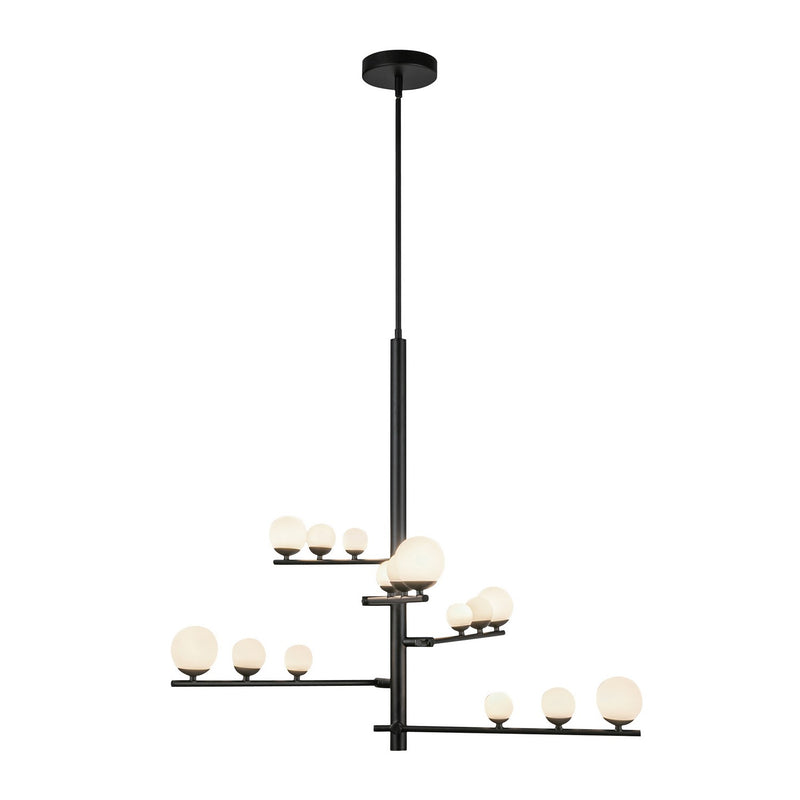 Kuzco Lighting CH55530-BK/OP LED Chandelier, Black/Opal Glass