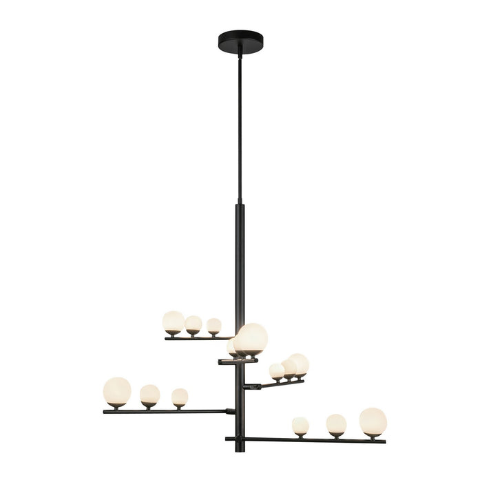 Kuzco Lighting CH55530-BK/OP LED Chandelier, Black/Opal Glass