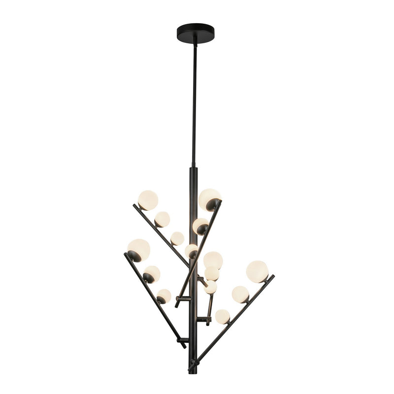 Kuzco Lighting CH55530-BK/OP LED Chandelier, Black/Opal Glass