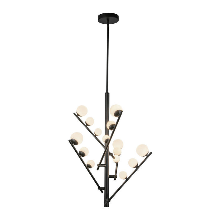 Kuzco Lighting CH55530-BK/OP LED Chandelier, Black/Opal Glass