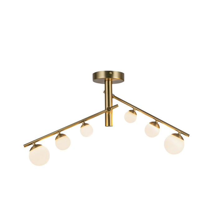 Kuzco Lighting SF55525-BG/OP LED Semi-Flush Mount, Brushed Gold/Opal Glass