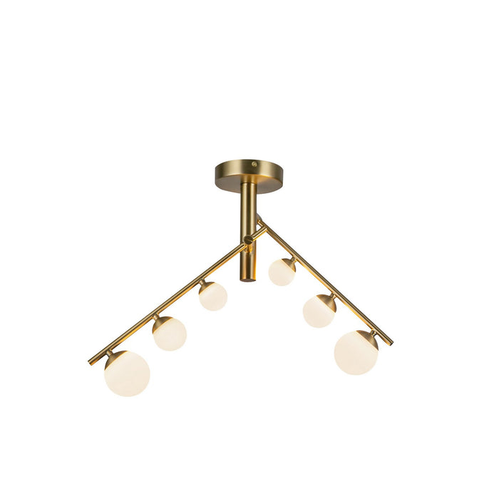Kuzco Lighting SF55525-BG/OP LED Semi-Flush Mount, Brushed Gold/Opal Glass
