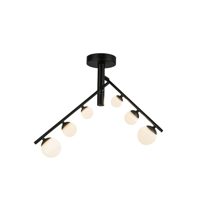 Kuzco Lighting SF55525-BK/OP LED Semi-Flush Mount, Black/Opal Glass