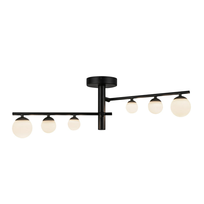 Kuzco Lighting SF55525-BK/OP LED Semi-Flush Mount, Black/Opal Glass