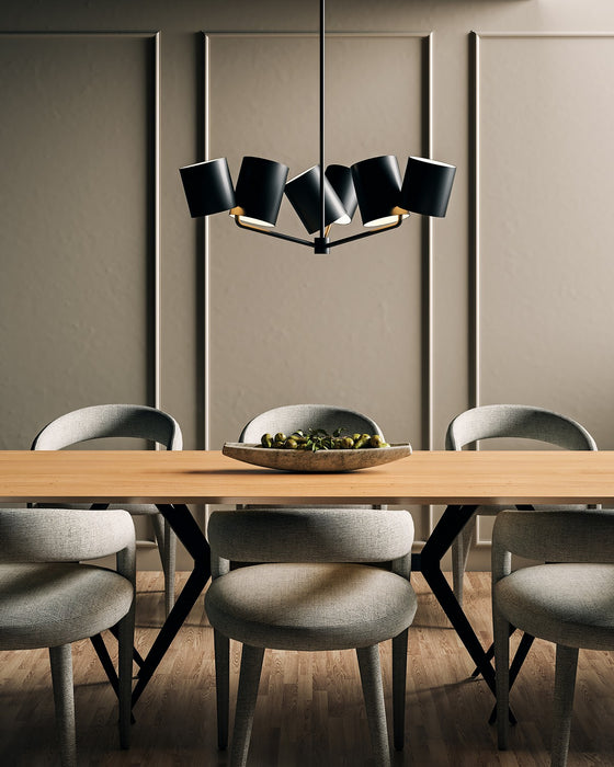 Kuzco Lighting CH58830-BK Six Light Chandelier, Black